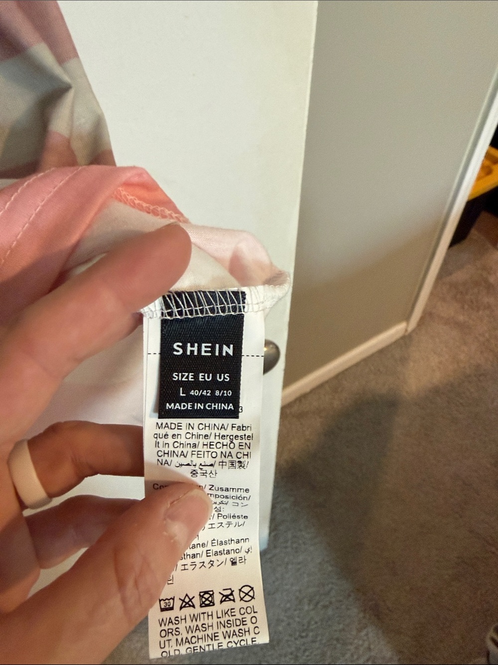 SHEIN Pink, White & Brown Striped Drawstring Sundress - Picture 2 of 4